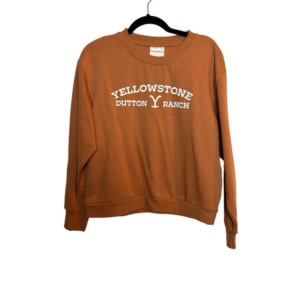 Yellowstone Crewneck Sweatshirt Size Small Orange Athletic Western - Picture 2 of 7